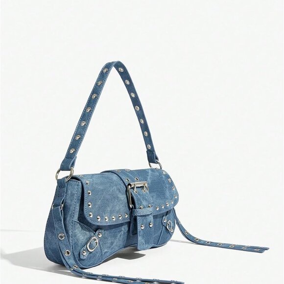 Women's Shoulder Bags Y2K PU Leather Clutch Small Purse Hobo Bags - Picture 3 of 7